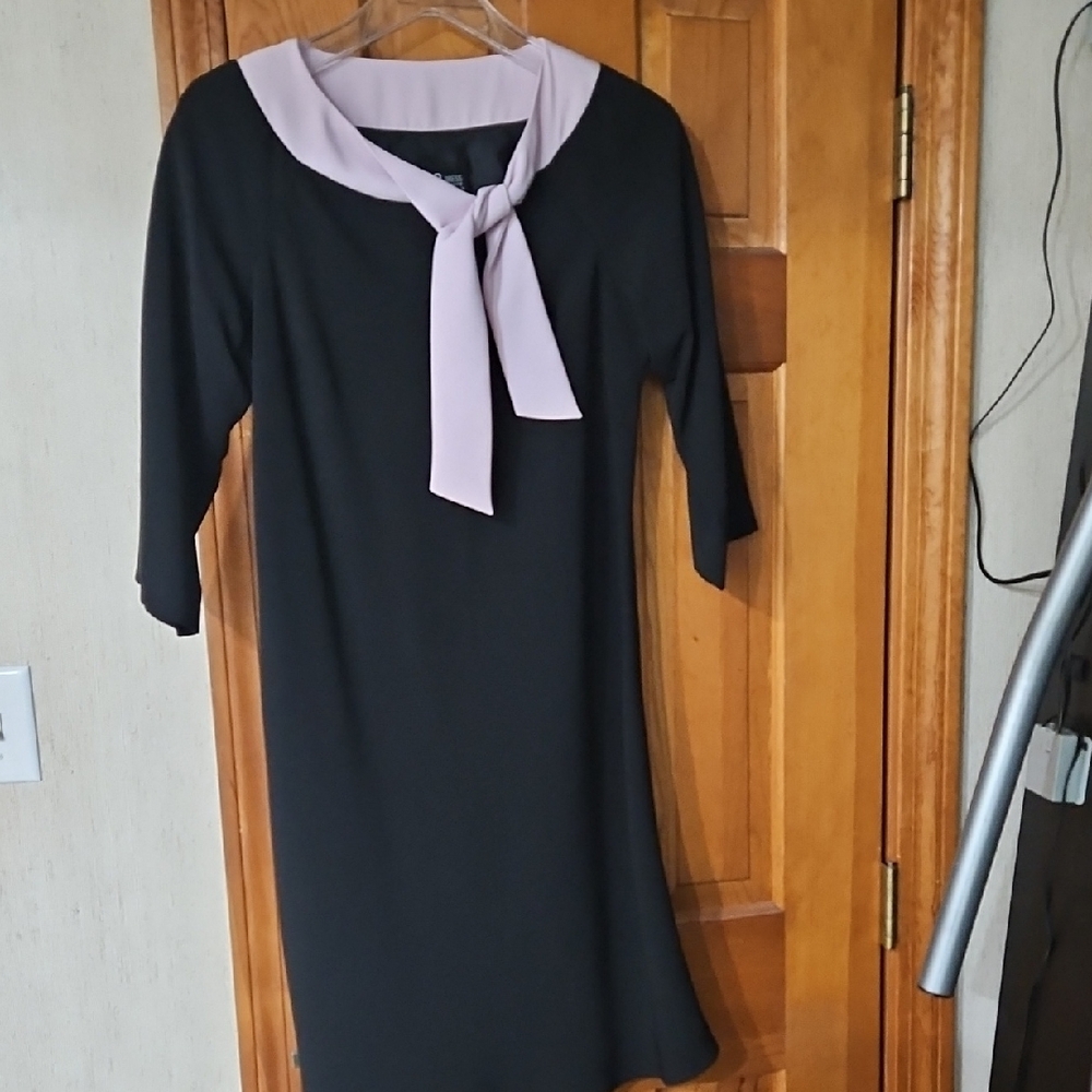 AGB Black Dress with Pink Collar